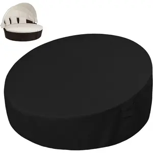 Heavy Duty 600D Outdoor Daybed Cover 75 Inch  Patio Round Sofa Cover  Outdoor Canopy Daybed Sofa Cover with Air Vent 75" Dia x 35"/18" H, Black