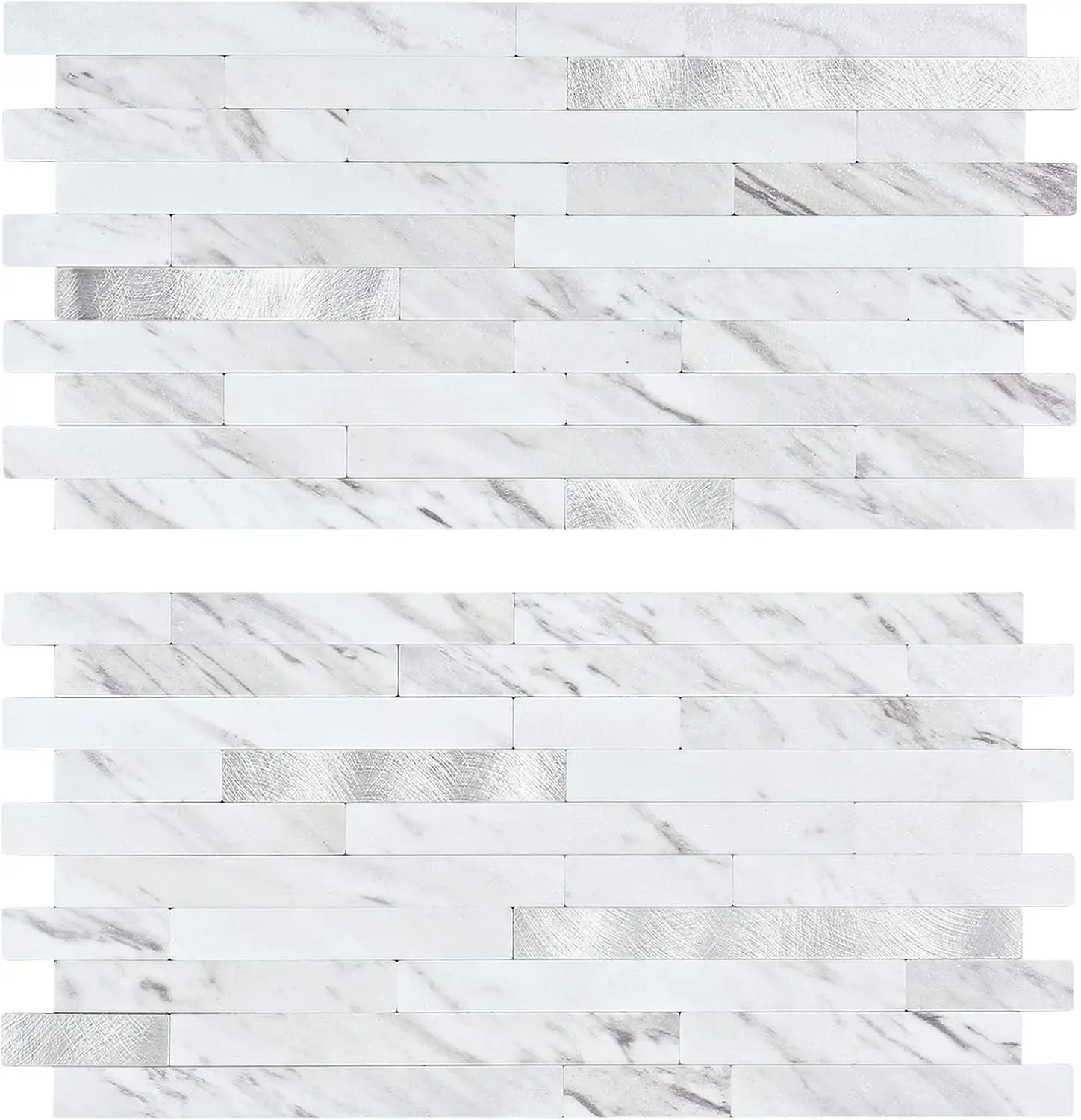 Midcard 20 Sheet Peel and Stick Backsplash, White Marble PVC Wall Tile for Kitchen Backsplash
