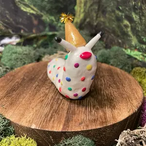 Jazzy, Handmade Polymer Clay Slug Figurine, Pride Collection, Rainbow