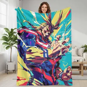 My Hero Academia Vibrant Hero Graphic Flannel Blanket Lightning Power Print Soft Cozy Warm Durable Fade Resistant Perfect for Bedroom Living Room Office Gift