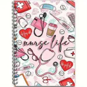 Nurse Themed Pattern, 1 Count Exquisite Print Pattern Notepad, Ideal for Nursing Students, Personal Planning and Life Record