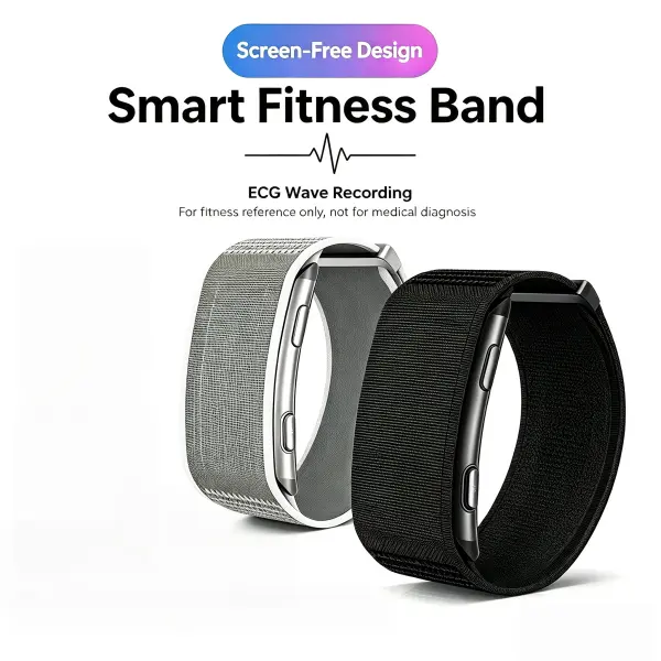 Unisex ECG waveform recording, no-screen fitness band, 24/7 heart rate, blood oxygen, and sleep monitoring, waterproof activity tracker, nylon woven sports strap, ultra-long battery life, no subscription required