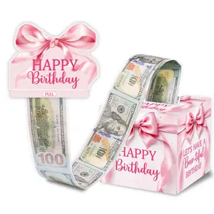 Bow Birthday Cash Gift Box, Elegant Pull-Tab Design, Perfect for Women and Girls, Stylish Birthday Present Container, Gift Package, Gift Packaging