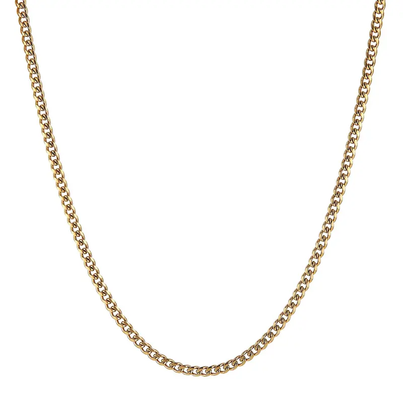 HZMAN Cuban Chain for Men Stainless Steel Men's Gold Chain Diamond Cut Hip Hop Link Chains Necklace 16-30 Inch