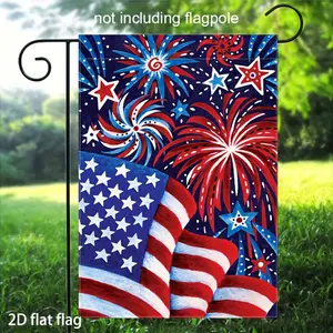 1PC Two-Sided Patriotic Garden Flag, Patriotic Theme, Measuring 12X18 Inches, Featuring a Design for The 4Th of July with an American Flag And Fireworks, It's Ideal for Decorating Outdoor Yard for Memorial Day And Independence Day, party decoration