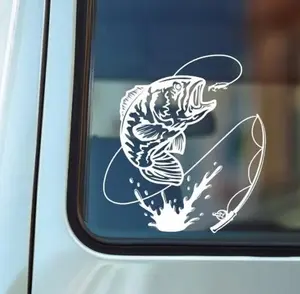 Bass Fishing Vinyl Decal, Car Sticker, Rear Window Decal, Laptop Decal, Large Mouth Bass, Small Mouth Bass, Fishing Gift