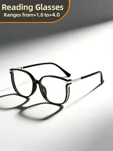 Reading Glasses with Metal Hinge - Minimalist Color Block Design, Fashion Presbyopic Eyewear +1.0 to +4.0