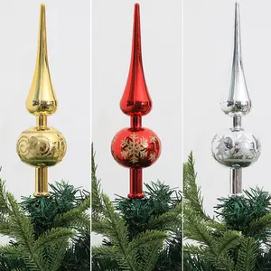Christmas Tree Topper 23cm Red Gold Silver Tip Shaped Ornament Decorations for Home 2023 Navidad Noel Natal Gift New Year 2024