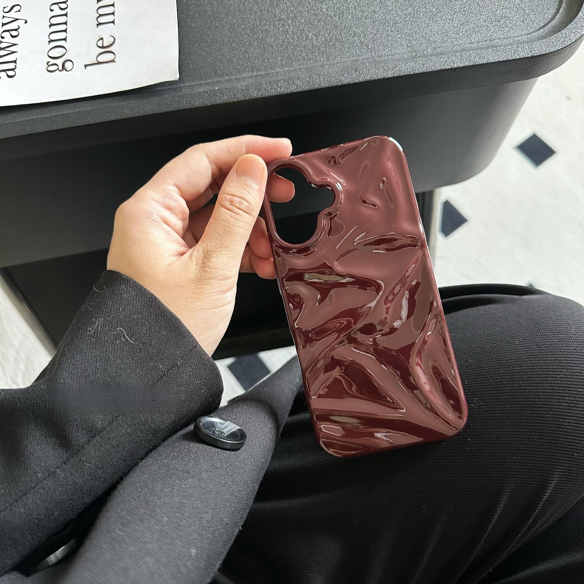 (Case & Nova.) 3D Wavy Ripple Glossy Phone Case, Compatible with iPhone 17 Pro Max, 16, 15, 14, 13, Luxury Shockproof Protective Cover junk