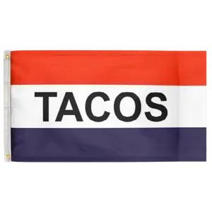 Tacos Flag Red White & Blue 3'X5' Flag Polyester (90cm x 150cm) Restaurant Business Flag (B18) RolFlags