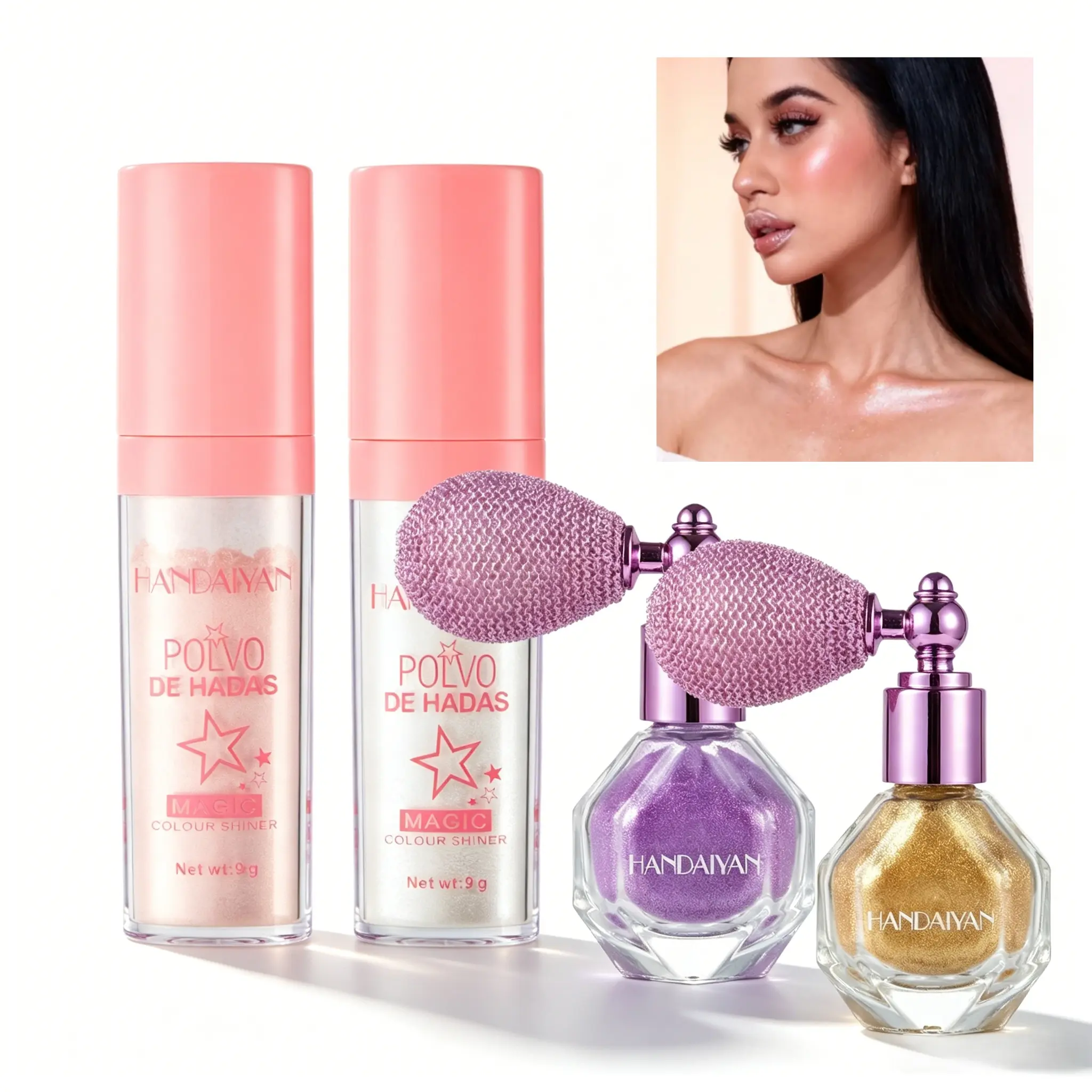 Beauty Makeup Highlighter Product Fairy Shimmering Highlighter Powder -Sparkle Powder High Gloss for Face Body & Hair, Glitter Face Highlighter for Women Party or Daily Wear