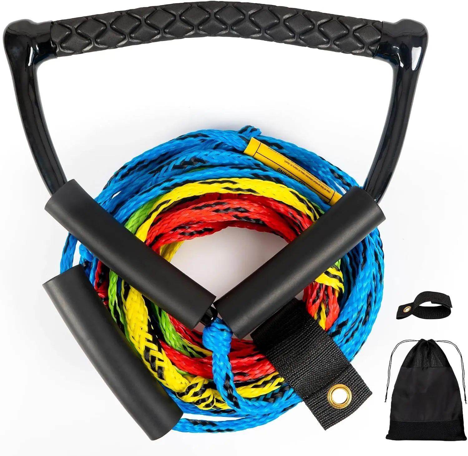 75FT Radius Handle 4-Section Floating Wakeboard Tow Rope for Waterskiing Wakeboarding Kneeboarding Watersports