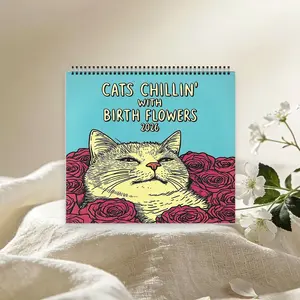 Cats Chillin with Birth Flowers Wall Calendar for Cat Lovers Monthly Planner for the New Year Adorable Feline Art