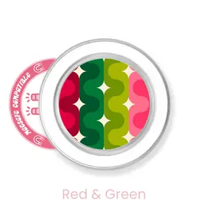 abbyrose Holiday Squiggles Phone Grip with magnet Clear Red & Green