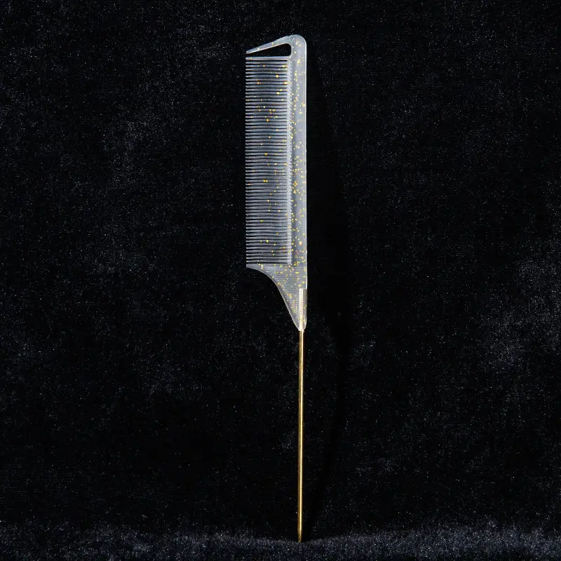 【Random Color】1 Count Comb Rat Tail Combs with Parting Tip Steel Pin for Women Teasing Comb for Sectioning, Parting, Splitting, Styling Hair Stainless Steel Metal Pintail  Heat Resistant