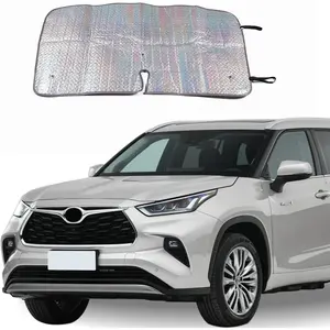 Car Front Windshield Sunshade Compatible with Toyota Highlander 2007-2025 Front Window Sun Shade, Foldable Reflective Sun Visor,Blocks UV Rays Sun Visor Protector Heat Shield (Silver, 2015-2021)
