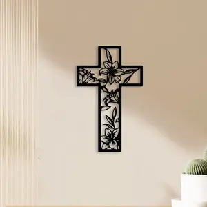 1pc Easter Cross Metal Wall Art, Religious , Perfect for Prayer Room Wall, Easter Decor, Ideal Gift for Believers, Durable Metal