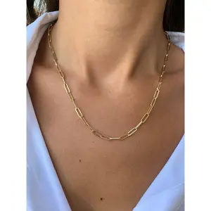 14K Gold Paper Clip Mini Necklace