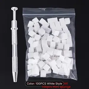 100PCS Bol Toupcs Mini Sponge Nail for Nail Care - Nail Art Manicure Cutics Nail Polish Comfort Set Smooth Handle