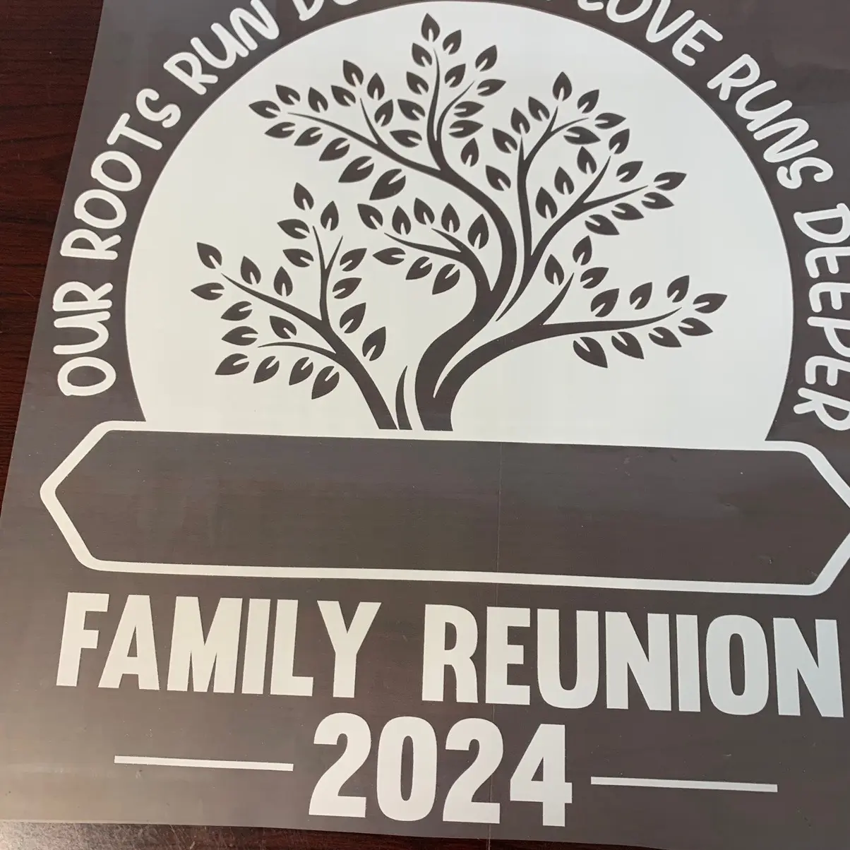 1 Dtf Family Reunion “Our roots are deep” in white Ready to heat press transfer