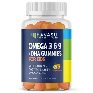 Omega 3 Kids Gummies | Omega 3-6-9 Vegetarian Plant-Based Fish Oil for Kids | EPA + DHA for Kids 2+ | Body & Brain Development | No Fishy Taste | Lemon & Orange Flavors | 60 Vegan Fish Oil Gummies