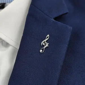 Fashionable music symbol brooch stainless steel lapel pin, melody symbol, music lover accessories, popular music accessories