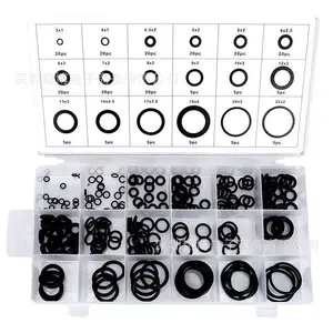 225PCS Rubber O-Ring Seal Kit, 18 Popular Sizes Oil-Resistant Leak-Proof Gaskets, Parts for Faucet & Plumbing Repair, Automotive Maintenance, Mechanic Tool Box, Air and Gas Sealing