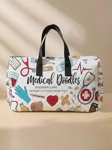 Doctor's Equipment Print Tote Bag, Large Capacity Travel Duffle Bag, Portable Overnight Bag, Fashionable Travel Bag for Women & Men, Carry On Luggage