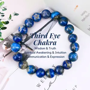 [Magic Crystal] Exquisite Natural Lapis Lazuli Ball Bracelet, Crystal, Jewelry, Gemstone, Chakra, Gift, Present, Handmade, Energy, Yoga, Beauty, Unique, Women, Unisex, Free Storage Bag, Festival, Christmas, Halloween, Easter, Tiktokmademebuyit