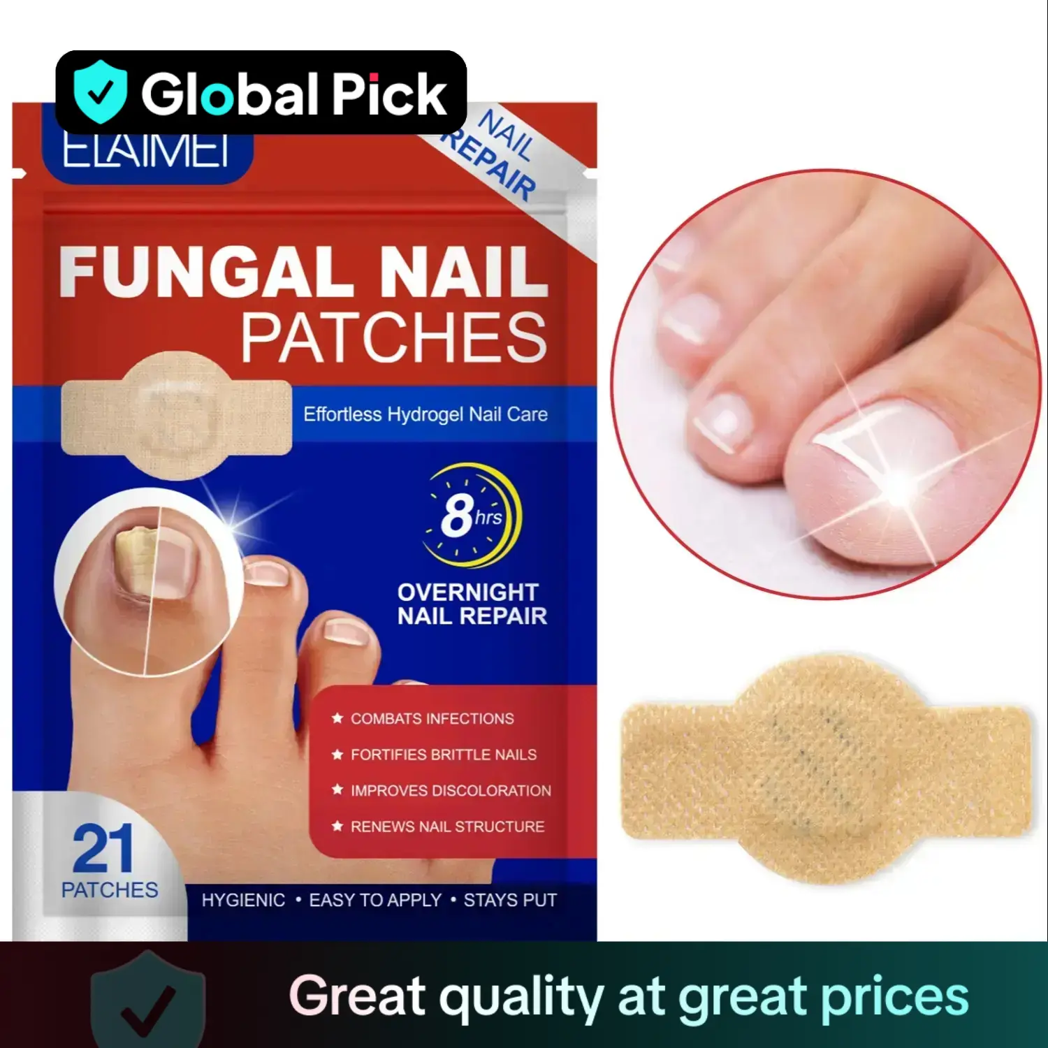 Fungal Nail Patches, 21pcs/bag Easy To Use Long Lasting Gentle on Nails Foot Care Patches, Suitable for All Skin Types, Nail Art