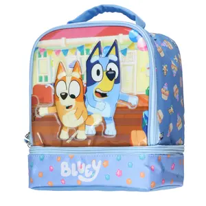 Bluey Lunch Box Bluey and Bingo Party Time Dual Compartment Insulated Lunch Bag Tote 10"