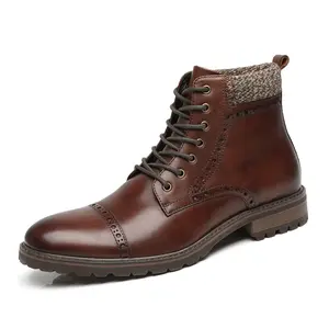 Men's Lace-Up Brogue Boot — Dark Brown