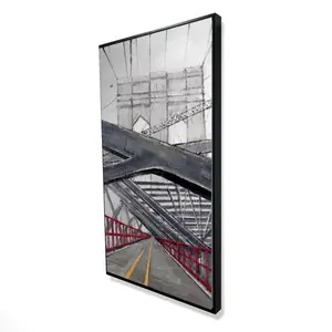 360 Stand Framed Wall Art Photo - 24x48 in, 360-Degree Stand, Brooklyn Bridge Urban Aesthetic, Modern Art Design Artistic Artwork, Home Decor Decoration for Living Room, Framed Wall Arts