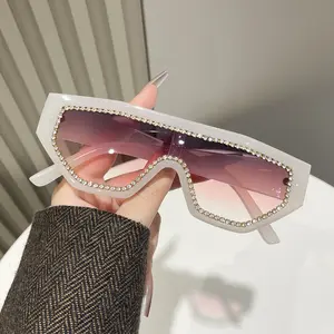 Must-Have Unisex Pilot Glasses with Rhinestone Trim Retro Vibe for Daily Outfits Stylish Sunglasses Pack Rectangle Vintage Eyeglasses Casual Ombre Leopard Oversized UV400 Tortoiseshell Y2K Women's Set Oval Polarized Protection UV Square Large lights blue