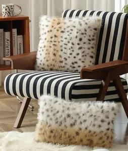 MOCOFO Leopard Print Imitation Cheetah Faux Fur Throw Pillow Cover - Machine Washable 18x18 “, 100% Polyester, Zipper Closure, Woven for Sofa, Bed, and Office Décor, Contemporary Home Accessory