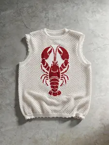 Men's Fashion Spring Summer Sleeveless Knitted Vest, Colorblock Jacquard Animal Pattern, Comfortable Pullover, Casual Streetwear for Daily and Festival