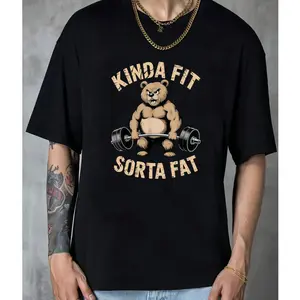 Kinda Fit Sorta Fat Bear Tee – Perfect for Weight Training & Gym