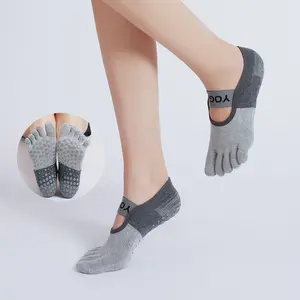 Professional Non Slip Yoga  for Women Grippy Five Finger Toe  with Silicone Grip Dots Breathable Cotton Blend Fabric Ideal for Pilates Barre Hot Yoga Fitness Studio Sessions Multiple Color Options socks Women's Non-Slip Womenswear Bridal