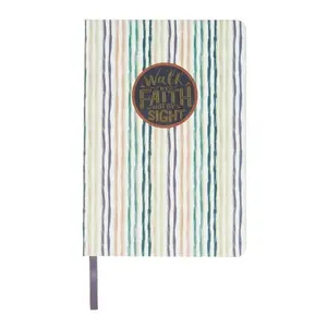 Pen+Gear Casebound Lined Journal, Walk by Faith, Not by Sight, Stripes, 96 Perforated Pages, 5.5" x 8"
