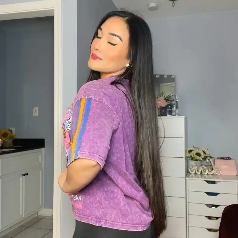 Liliana313-Oversize T-shirt with rhinestones