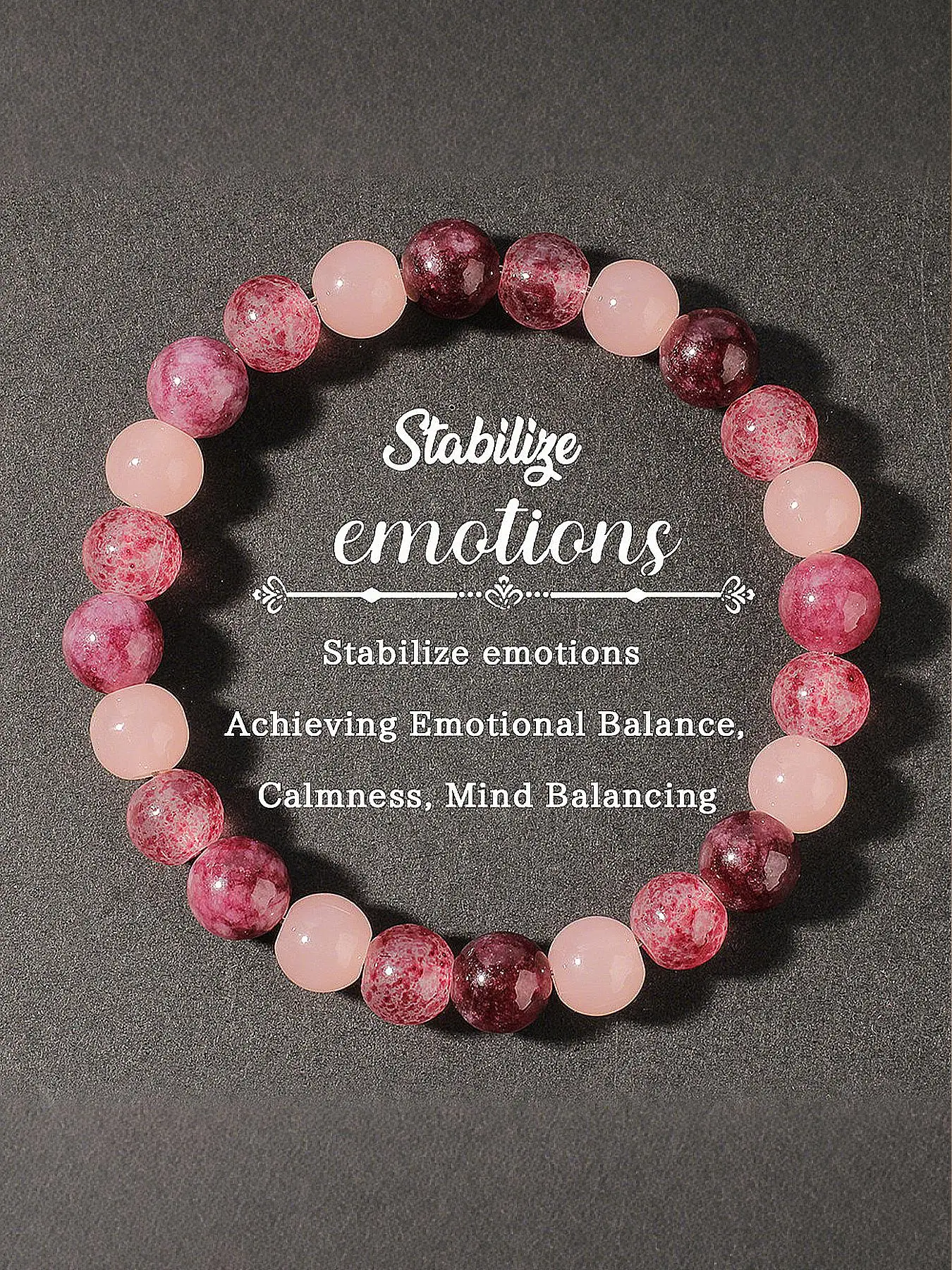 8mm Beaded Energy Bracelet, Unisex Garnet Strawberry Quartz Rose Quartz Love Stone Crystal Bracelet, Emotional Balance Bracelet, Spiritual Gift for Su