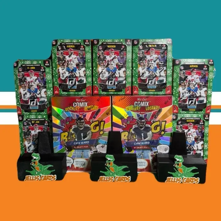 Break 55 (7) 2025 Donruss Football Tins (2) 2025 Wild Card Comix Rookies and Legends Football Hobby