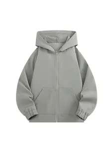Boys' Hooded Long Sleeve Jacket, Casual Jackets, Plain Color with Zip Pockets, Casual Loose-Fit, Spring & Fall, Trendy Outdoor Wear