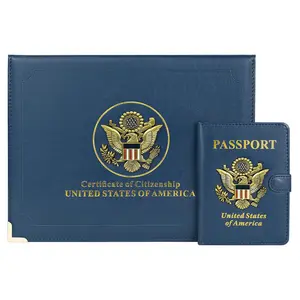 US Citizenship Certificate & Passport Holder with 3D Metal Emblem | Durable Design for US Citizenship Gift | RFID Protection & Soft Suede Interior | Perfect Fit for Certificate & Passport