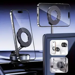 360° Rotating Magnetic Phone Holder, Car Phone Mount, Car Cellphone Mount, Foldable and Extendable, Suitable for iPhone 16/15/14/13/12, ABS Material, Not Waterproof, Multi-Scene Use for Car/Shower/Travel/Gym/Smooth Mirrors, 1pc, Black