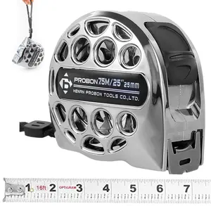 7.5M / 25FT Stainless Steel Tape Measure Double-Sided Scale, Stainless Steel Anti-Corrosion Retractable Metric Ruler, Anti-Fall Wear-Resistant Hollow Design Titanium Tape Measure