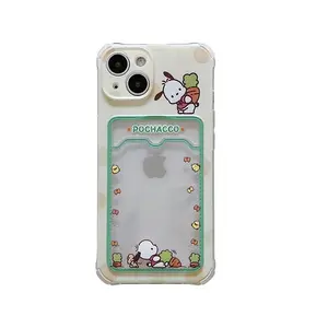 Pochacco cartoon design  iPhone case cover with  card holder &picture holder Accessories Smile