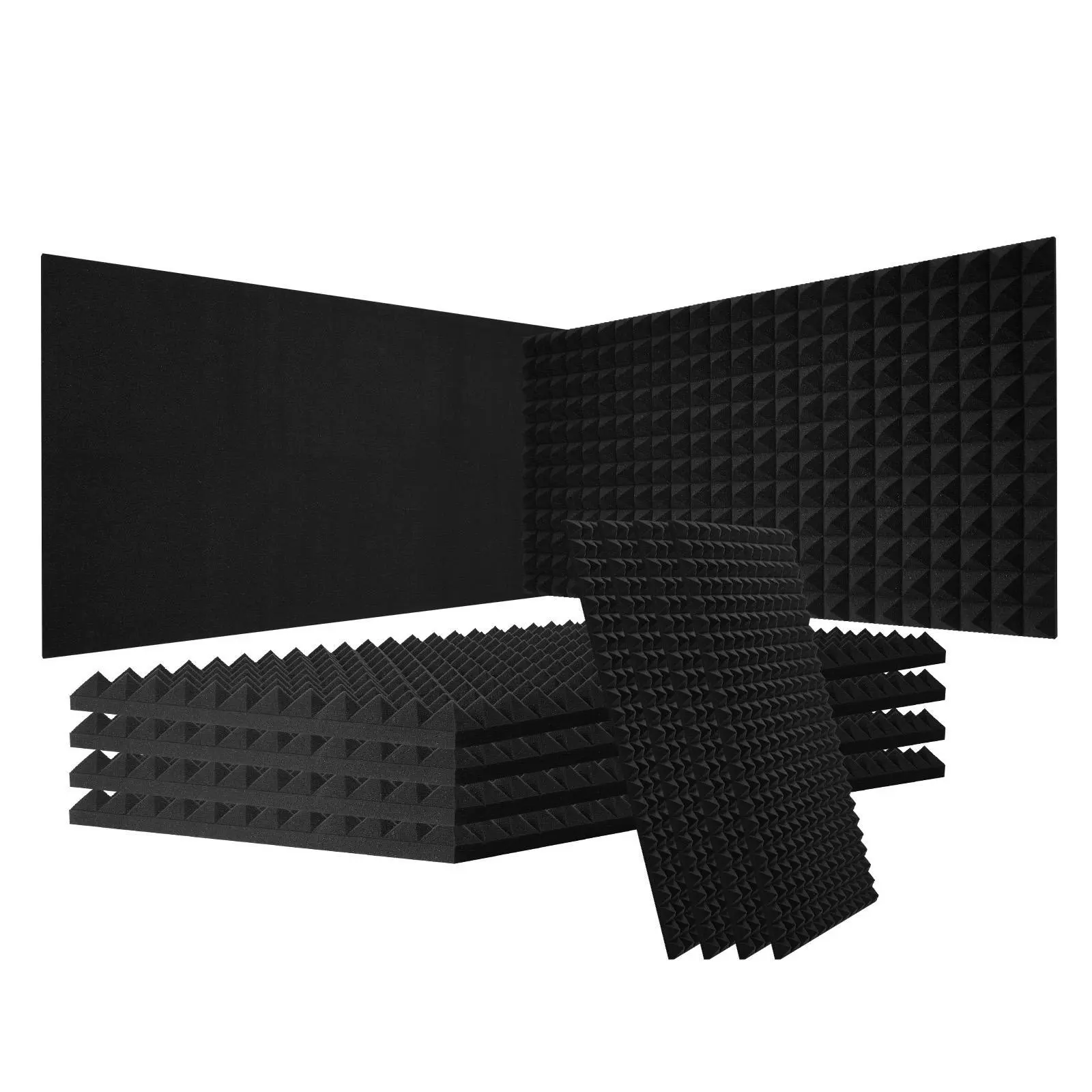【SummerFinds】VEVOR Acoustic Foam Panels, 4 Pack 48 x 24 x 2 inches, Pyramid Designed Soundproof Wall Panels,Fire-Resistant Acoustic Panels,Sound Dampening Absorbing Panels for Studio Wall and Ceiling,Black