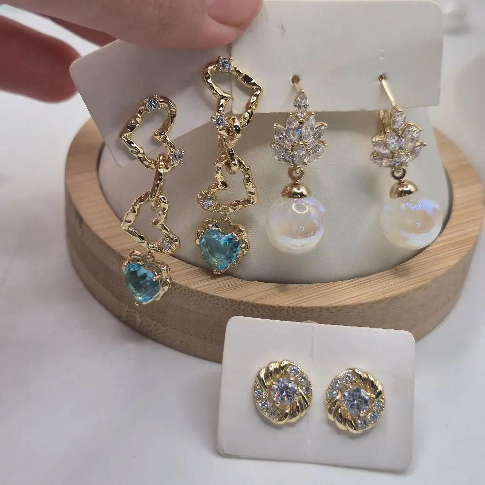3 pairs earrings plated gold