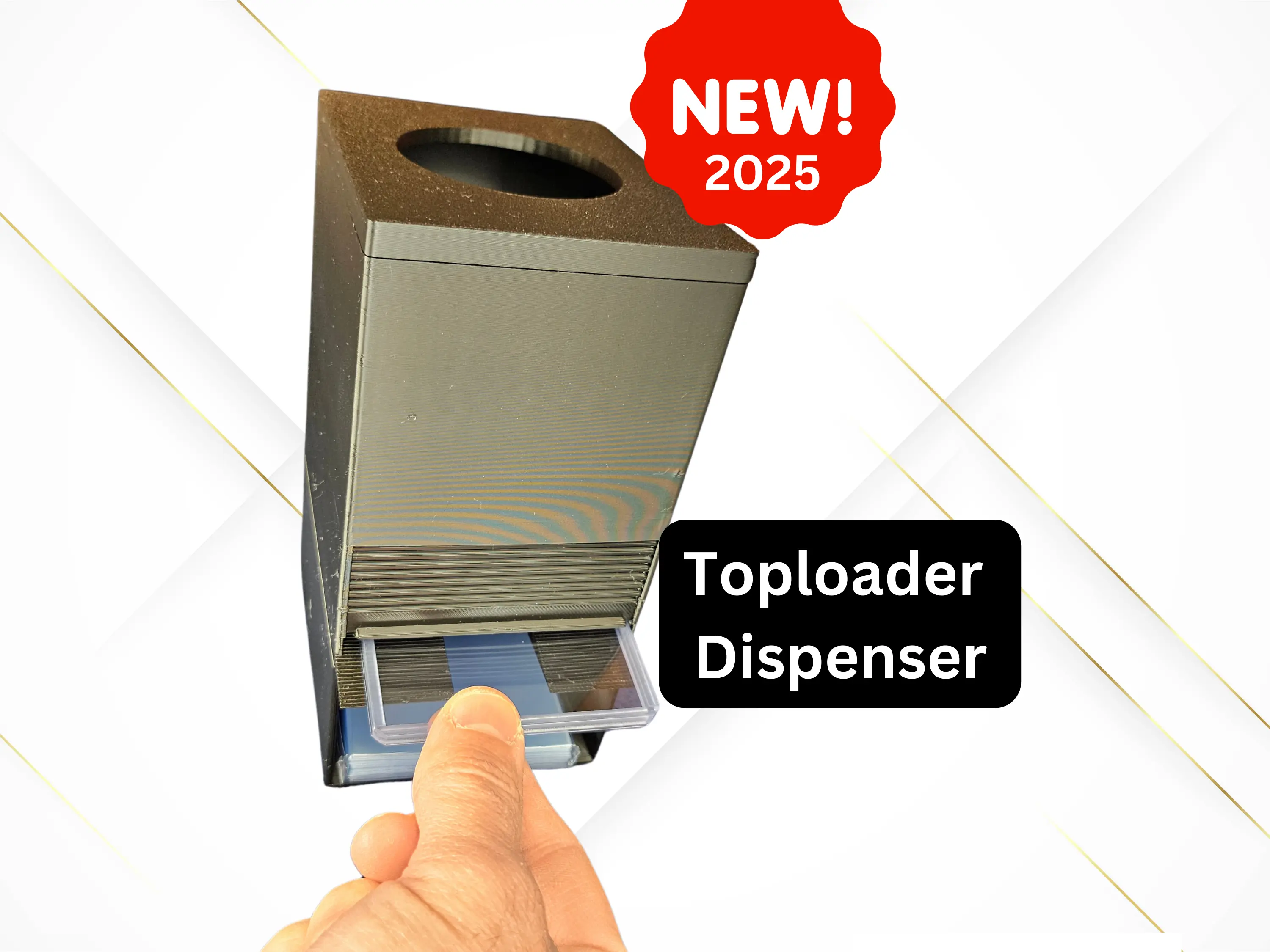Top Loader Dispenser - With Penny Sleeves stash and Top Loader dispensing - for TCG or Sports Trading Cards